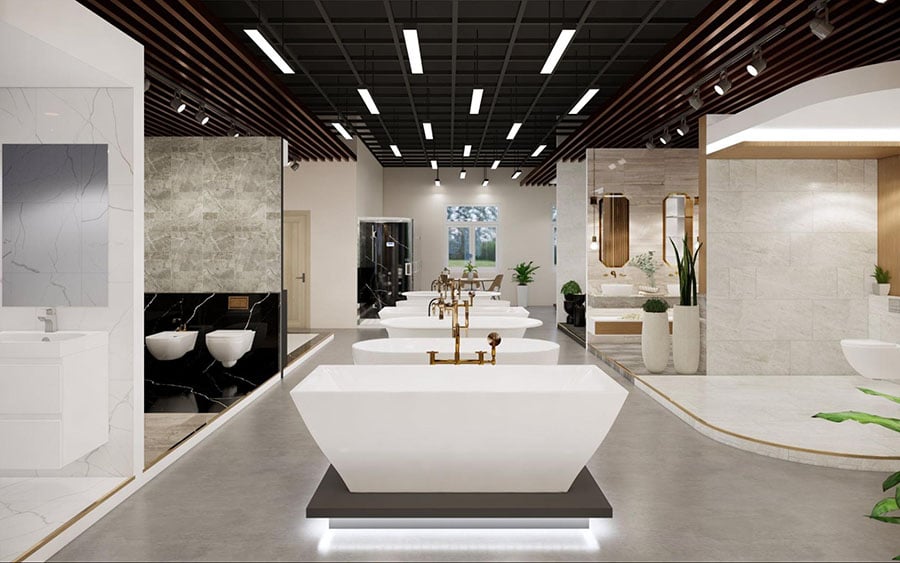 Thiết kế - Thi công showroom Thiết bị vệ sinh, VLXD - Ảnh 3